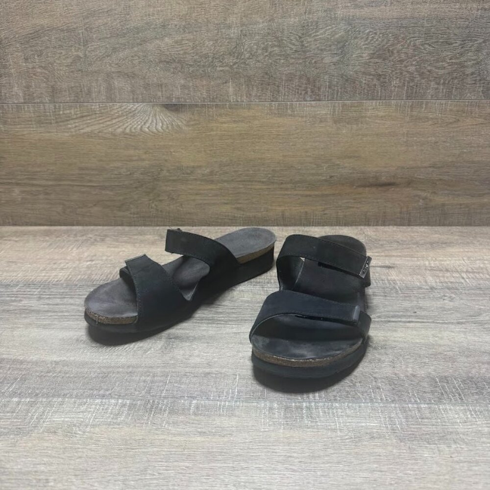 Naot Black Nubuck Leather Slide Sandals Women's Size 8.5